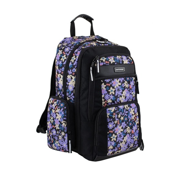 Eastsport Raptor Expandable Backpack Black‎ Botanical Floral Print Laptop Sleeve - Picture 3 of 8